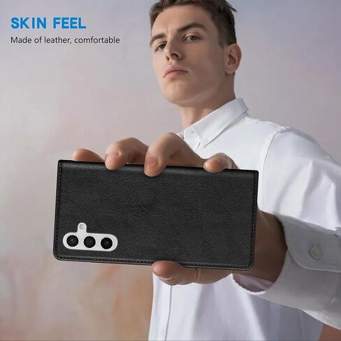 حافظة ZZXX لهاتف Samsung Galaxy S24 Plus مع [حجب RFID] فتحة للبطاقات وحامل قوي من الجلد المغناطيسي القابل للطي حافظة هاتف واقية لهاتف Samsung Galaxy S24+ (أسود-6.7 بوصة) in Kuwait