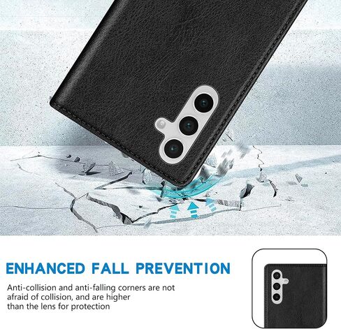 حافظة ZZXX لهاتف Samsung Galaxy S24 Plus مع [حجب RFID] فتحة للبطاقات وحامل قوي من الجلد المغناطيسي القابل للطي حافظة هاتف واقية لهاتف Samsung Galaxy S24+ (أسود-6.7 بوصة) in Kuwait