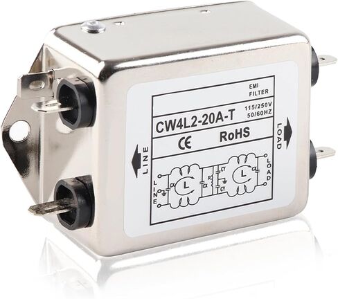Agatige Power Line Filter, 115V/250V 20A EMI Filter Terminal Power Purifier 50/60Hz Noise Suppressor Power Line EMI Filter Terminal Power Filter Module CW4L2-20A-T for Switching Power Supplies in Saudi Arabia