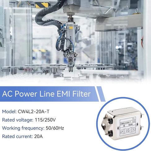Agatige Power Line Filter, 115V/250V 20A EMI Filter Terminal Power Purifier 50/60Hz Noise Suppressor Power Line EMI Filter Terminal Power Filter Module CW4L2-20A-T for Switching Power Supplies in Saudi Arabia