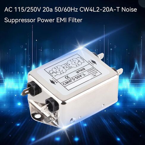 Agatige Power Line Filter, 115V/250V 20A EMI Filter Terminal Power Purifier 50/60Hz Noise Suppressor Power Line EMI Filter Terminal Power Filter Module CW4L2-20A-T for Switching Power Supplies in Saudi Arabia