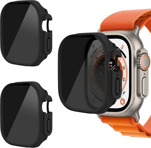 3 Pack Case Compatible with Apple Watch series 10 46MM,30°Anti Spy Privacy Tempered Glass Screen Protector with Ultra-Thin Full Coverage Bumper Cover for iWatch Accessories(Titanium Gold 46mm) in Saudi Arabia