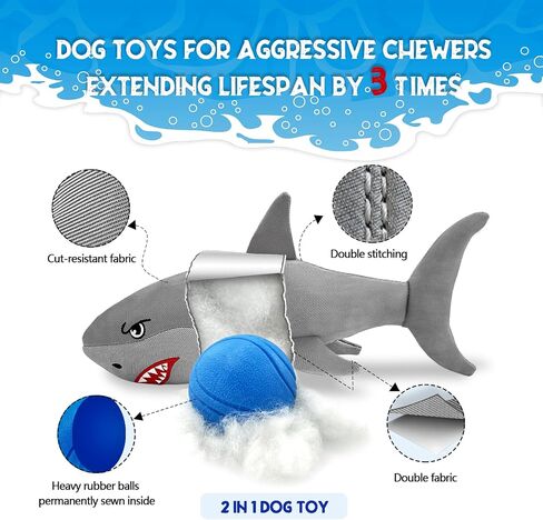 Indestructible Dog Toy for Large Dogs - 3 Times Durable Dog Stuffed Animals Chew Toy to Keep Them Busy - No Squeak Tough Dog Toys for Aggressive Chewers(Grey Medium) in Saudi Arabia