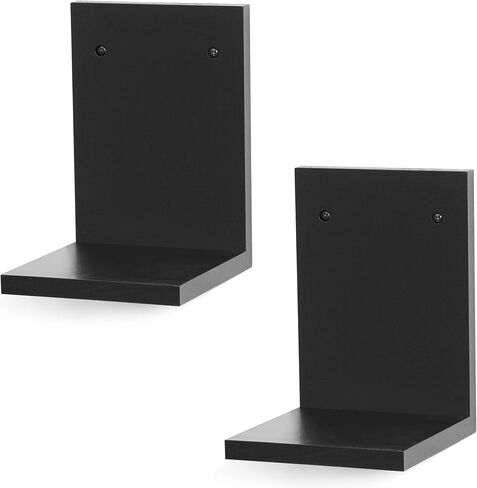 PHOENANCEE Small Wall Shelves,Mini Floating Shelf Set of 4,Plants Hanging Storage Display Ledges Wooden Decor Indoor for Living Room Bedroom Bathroom Kitchen Office Decoration（Carbonized Brown） in Saudi Arabia