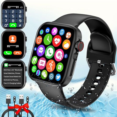 ساعة ذكية لهواتف Android وiOS للنساء والرجال، 2024 1.81 بوصة ساعة ذكية بلوتوث تعمل باللمس بالكامل للإجابة/إجراء المكالمات/الرسائل النصية ساعات ذكية مقاومة للماء، ساعات ذكية لتتبع اللياقة البدنية للرياضات الخارجية in Saudi Arabia