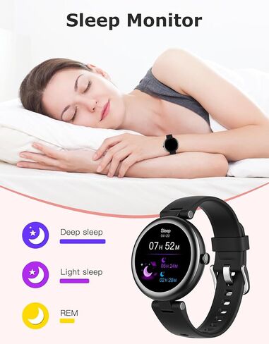 Smart Watches for Women (Answer/Make Calls), Round Women's Watch Compatible with iPhone Android Phones Fitness Tracker with Heart Rate Monitor Pedometer Sleep Tracker Waterproof Dark Black in Saudi Arabia