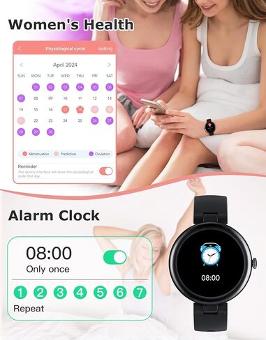 Smart Watches for Women (Answer/Make Calls), Round Women's Watch Compatible with iPhone Android Phones Fitness Tracker with Heart Rate Monitor Pedometer Sleep Tracker Waterproof Dark Black in Saudi Arabia