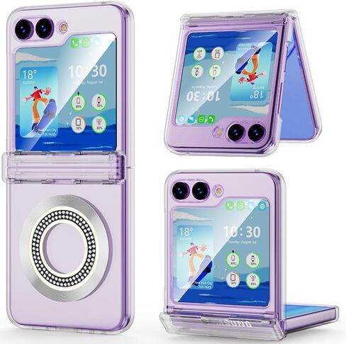 مصمم لهاتف Samsung Galaxy Z Flip 4/3، جراب مغناطيسي مع حماية مفصلية [متوافق مع MagSafe] غطاء حماية مضاد للصدمات للنساء والرجال - أسود in Kuwait