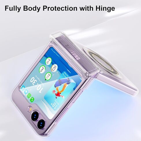 مصمم لهاتف Samsung Galaxy Z Flip 4/3، جراب مغناطيسي مع حماية مفصلية [متوافق مع MagSafe] غطاء حماية مضاد للصدمات للنساء والرجال - أسود in Kuwait
