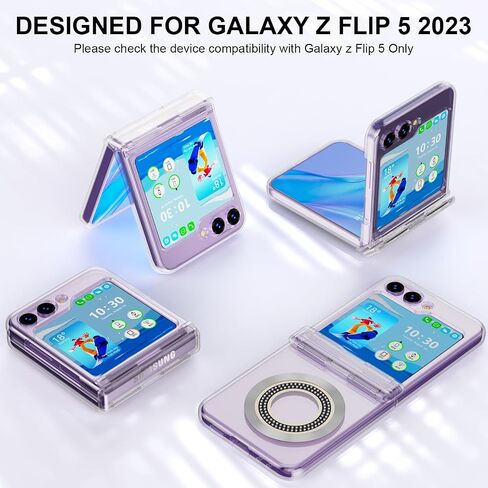 مصمم لهاتف Samsung Galaxy Z Flip 4/3، جراب مغناطيسي مع حماية مفصلية [متوافق مع MagSafe] غطاء حماية مضاد للصدمات للنساء والرجال - أسود in Kuwait