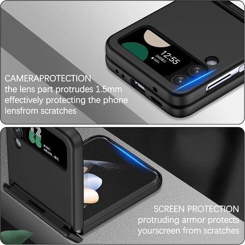 مصمم لهاتف Samsung Galaxy Z Flip 4/3، جراب مغناطيسي مع حماية مفصلية [متوافق مع MagSafe] غطاء حماية مضاد للصدمات للنساء والرجال - أسود in Kuwait