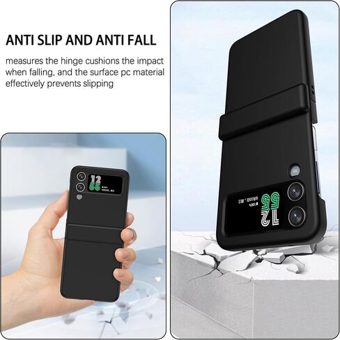 مصمم لهاتف Samsung Galaxy Z Flip 4/3، جراب مغناطيسي مع حماية مفصلية [متوافق مع MagSafe] غطاء حماية مضاد للصدمات للنساء والرجال - أسود in Kuwait