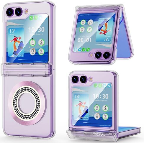 مصمم لهاتف Samsung Galaxy Z Flip 4/3، جراب مغناطيسي مع حماية مفصلية [متوافق مع MagSafe] غطاء حماية مضاد للصدمات للنساء والرجال - أسود in Kuwait