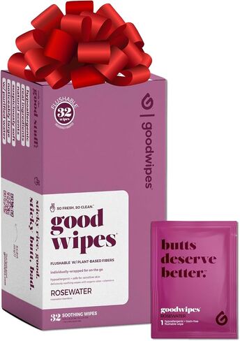 Goodwipes Flushable Butt Wipes – Soothing Botanicals – Soft & Gentle Wet Wipes for Home Use, Septic & Sewer Safe – Largest Adult Toilet Wipes – Shea-Coco, 180 count (3 packs) + 3 individually wrapped in Saudi Arabia
