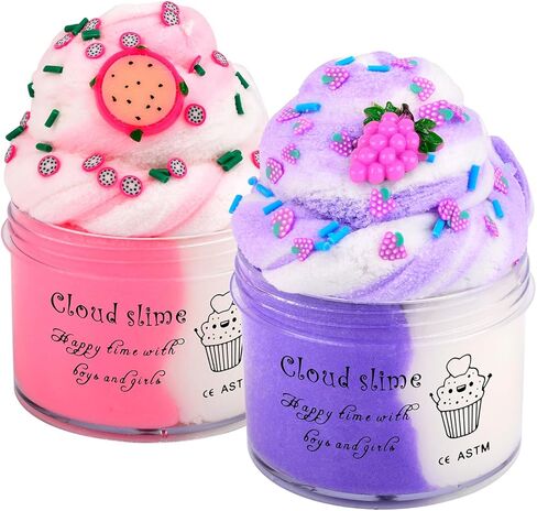 11 Pack Mini Cloud Slime Kit, Cloud Slime with Peachybabies and Unicorn Charms, Scented DIY Slime Supplies for Girls and Boys, Stress Relief Toy, Party Favor, Birthday, Made by Yaobilei in Saudi Arabia