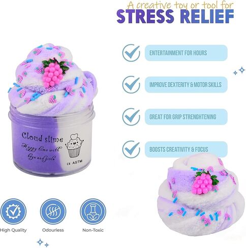 11 Pack Mini Cloud Slime Kit, Cloud Slime with Peachybabies and Unicorn Charms, Scented DIY Slime Supplies for Girls and Boys, Stress Relief Toy, Party Favor, Birthday, Made by Yaobilei in Saudi Arabia