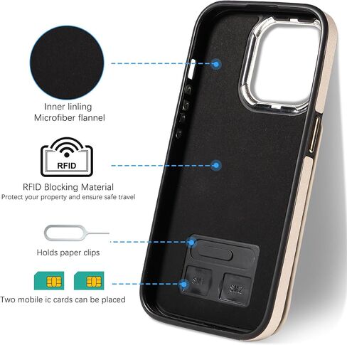 S. Dawezo Compatible with iPhone 14 Wallet Case with Card Holder,360° Rotation Ring Holder Stand Case with Card Slot,RFID Blocking Drop Protection with Magnetic Snap Case for iPhone 14-Beige in Saudi Arabia