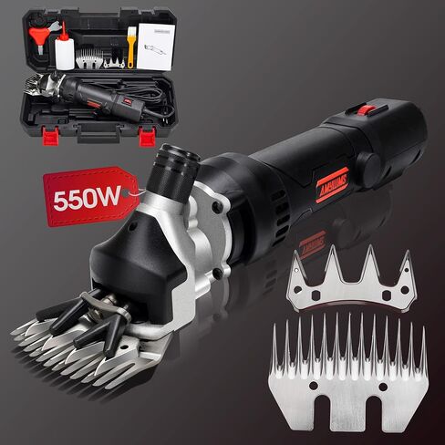 Sheep Shears Electric 550W - Upgraded Professional Sheep Clippers One Blade, 6 Speed Heavy Duty Livestock Haircut for Grooming Sheep Goats Large Dog Thick Coats Animals No Lubricant(Red) in Saudi Arabia