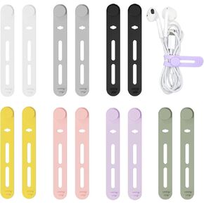 Silicone Cable Ties 7 Colors 14Pcs Cord Organizer for Cable Management 8cm Reusable Cable Organizer Electronic Accessories for Earphone, Phone Charger, Mouse, Audio, Computer