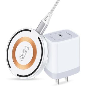15W Magnetic Wireless Charger Fast Charging Pad with QC 3.0 Adapter for Magsafe Charger/iPhone 16/16 Pro/16 Pro Max/16 Plus/15/15 Pro Max/14 Pro/13 Plus,Samsung Galaxy S24/S23 Ultra,Pixel 9 8 7a 7 Pro