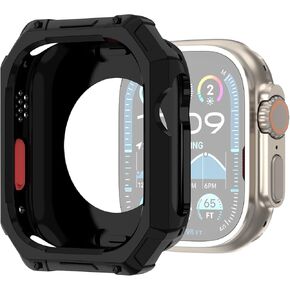 Compatible with Apple Watch Bumper Case Ultra 2 / Ultra 49mm Soft Flexible TPU Lightweight Protective Cover for iWatch Ultra 2/1(2024/2023/2022)[NO Front Screen Protector], Black-1pack