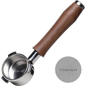 54mm Bottomless Portafilter with Puck Screen | Fits for 54mm Breville Machines | Stainless Steel portafilter and Mahogany Handle|Espresso Machine Accessories(Mahogany)