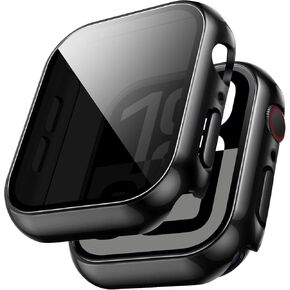 Miimall for 2 Pack Apple Watch 10 Privacy Screen Protector Case 42mm, Anti-Spy Tempered Glass Film Apple Watch Cover Slim Hard PC Case Bumper Full Protective Cover for iWatch 42mm, Black