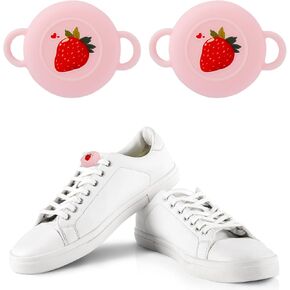 2pcs Cute Cartoon for Airtag Holder for Kids Shoelaces & Straps, Hidden Silicone Case Cover Waterproof Protective Case GPS Tracker Accessories for Child Shoes Shoestring (Pink Strawberry)