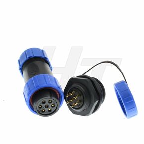 HE21 7 Pin Connector Power Industrial Waterproof IP68 Electrical Automotive Circular Connector Female Cable Plug Male Panel Mount Socket, 15Amp