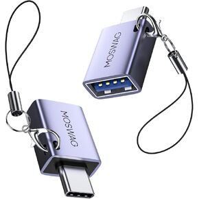MOSWAG 2 Pack USB C to USB Adapter, USB 3.0 to Thunderbolt 3 OTG Adapter Compatible with iPhone 16 15 Max,MacBook Pro Air,Mac,iPad,Microsoft Surface Go,Samsung S24 S23 S22