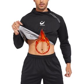 LAZAWG Sweat Suit for Men Sauna Shirt Slimming Body Shaper Fitness Sauna Jacket Mens Exercise Gym Running