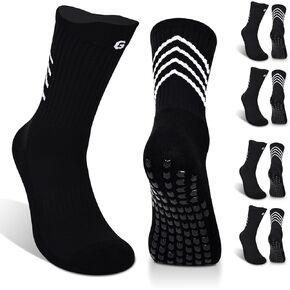 4-pairs Anti-slip Cotton Soccer Socks Men Women Youth Cushioned Breathable Comfortable Grip Athletic Sock 6-8.5 9-12