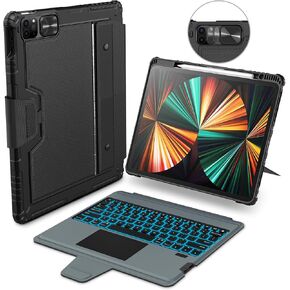 Nillkin for iPad Air 13 inch M2 2024 Keyboard Backlit Bumper Case for iPad Pro 12.9 (3rd, 4th, 5th and 6th gen) Detachable Keyboard with Built in trackpad, Stand,US English - Elite Black