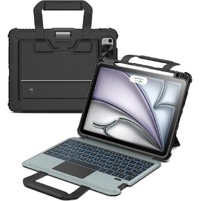 Nillkin Carry Go iPad Air 11 inch Case with Keyboard, for iPad Air 4/5/2024 M2, iPad Pro 2018/2020/2022 Detachable, Handle, Adjustable Stand, 7 Colors Backlit, TrackPad, Pencil Holder, Camera Cover