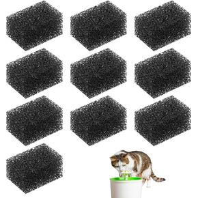 JIYIN 10 Pack Cat Fountain Sponge Filter Replacement, Cat Fountain Replacement Foam Sponges for Stainless Steel Fountains 95oz/2.8L Automatic Cat Water Fountain
