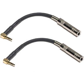 3.5mm to 1/4 inch TRS Adapter, 6.35mm Female to 3.5mm Male 90 Degree Stereo Headphone Audio Adaptor Converter Connector, 6 inch, 2 Pack