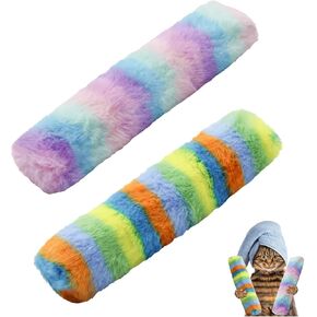 Andiker 2 PCS Catnip Toys for Cats, 9.4 Inches Cat Kicker Toys with Catnip Crinkle Paper Inside Colorful Plush Fabric Soft Cat Pillows Interactive Cat Toys for Indoor Cats Biting Chewing