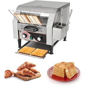 Commercial Toaster 450 Slices/Hour Conveyor Toaster Oven for Restaurant Heavy Duty 2600W Electric Stainless Steel Toaster Conveyor Belt with Handle for Cafes, Bagel Shops