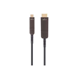 Monoprice USB 3.1 Type-C to HDMI Video Cable - 100 Feet - Black | 4K@60Hz, Fiber Optic, AOC, Transmits Up to 100 Feet, Gold Plated Connectors - SlimRun AV Series