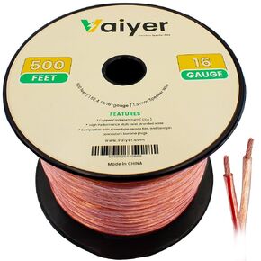 Vaiyer 16 Gauge Speaker Wire Cable - 250 ft 76.20 Meter 1.3 mm CCA High-Performance Stereo Speaker Cable for Car Speakers, Home Theater Speakers, Surround Sound, Radio