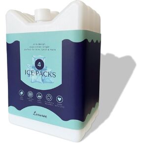ICE Slim Design Reusable BPA Free Non-Toxic Breast Milk Ice Packs Cold Freezer Packs for Breastmilk Storage Baby Bottles Lunch Coolers Day Care Breastfeeding Pumping Moms (Set of 4, White)