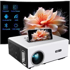 [Android TV/Auto Focus] ABoolon 4K+ Projector with Wifi and Bluetooth,1200ASIN Outdoor Movie Projector Supoort 4K Built-in NETFLIX/Prime Video/YouTube,500inch,Compatible w/TV Stick,win,iOS,Android