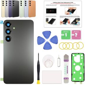 GREEN FUSION Compatible with Galaxy S24 Plus Back Cover Replacement, S24 Plus 5G SM-S926 Back Glass Door with Pre-Installed Camera Lens, Repair Tools & Instruction, Grey