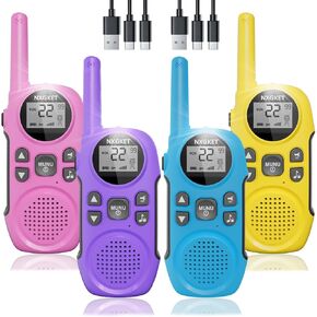 Walkie Talkies for Adults Long Range 2 Way Radios Rechargeable Walkie Talkies with Flashlight 22 FRS Channel Birthday Gift for Kids Girls Boys for Camping Hiking Biking Cruises Ski 4 Pack