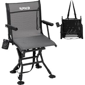RPNB Hunting Chair, Silent Hunting Blind Chair, 360° Swivel Hunting Chair with Adjustable Legs and All-Terrain Duck Feet, 300LBS Capacity, Textilene Portable Folding Chair for Hunting, Fishing