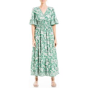 Max Studio Women's V-Neck Tiered Maxi Dress