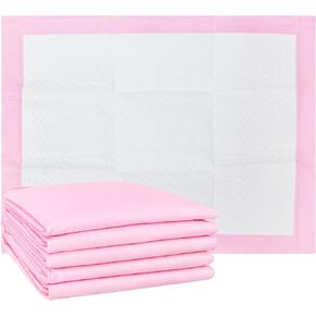 Super Absorbent Dog Pads with Leak-Proof and Quick-Dry Design, 24 x 24 Inches for Puppy and Cats Potty Training, Pink Disposable Cotton Pads for Incontinence Adults (5 Count)
