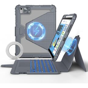 Nillkin for iPad 10th Generation Keyboard Magnetic Kickstand Magic Case with Wall Mount for iPad 10.9 inch 10th Detachable Backlit Keyboard,Trackpad (Light Grey, for iPad 10th Gen)