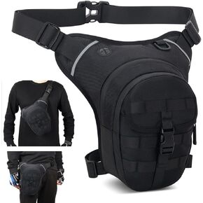 Hip Bag, Leg Bag, Motorcycle Leg Bag, Thigh Bag With Leg Strap, Drop Leg Bag for Motorcycle, Bicycle, Horse Riding, Hiking, Camping, Fishing, Hunting, Outdoor Travel (black)