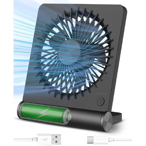 Small Desk Fan, 2000mAh Rechargeable USB Fan Battery Operated,Ultra Quiet, Strong Wind, 3 Speeds Travel Fan
